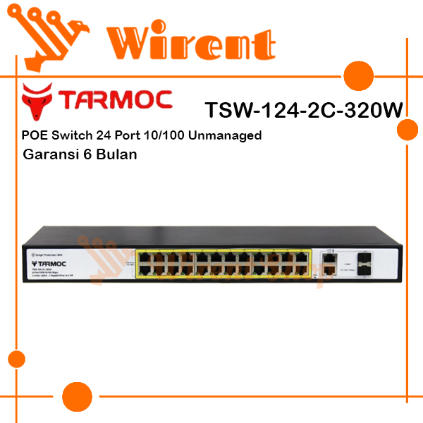 Tarmoc Switch POE HUB AP Wifi IP Phone 24 PORT 10/100 320W 1G + Uplink