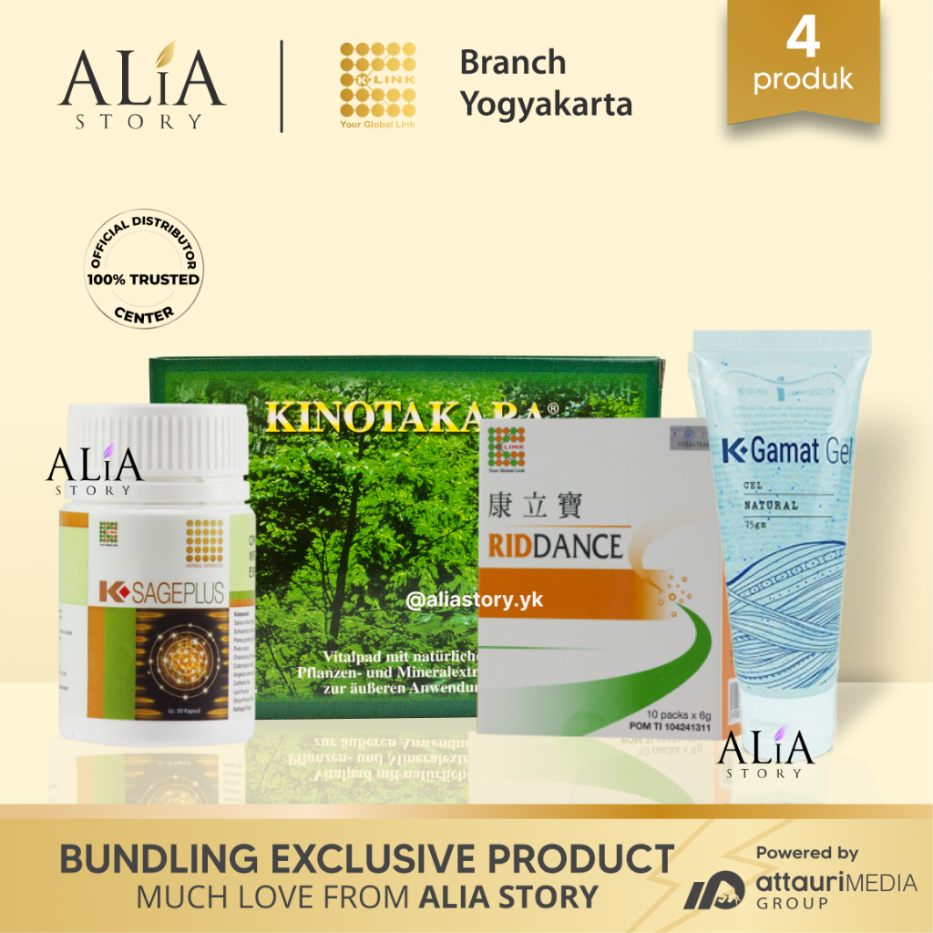 BUNDLING K LINK KINO Kinotakara Gamat Gel Vitagel K-Sage 30 & 60 Kapsul Riddance K Link Exclusive AL