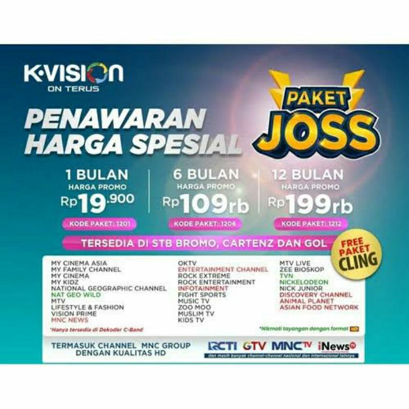 Paket joss K-Vision 1 bulan / 6 bulan