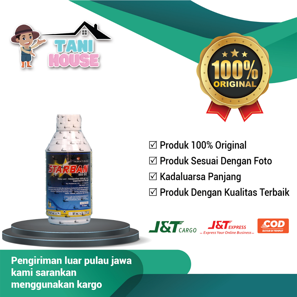 Starban 585 EC 1Liter Insektisida Starban 585 Obat  Pembasi Hama Kutu, Lalat Padi