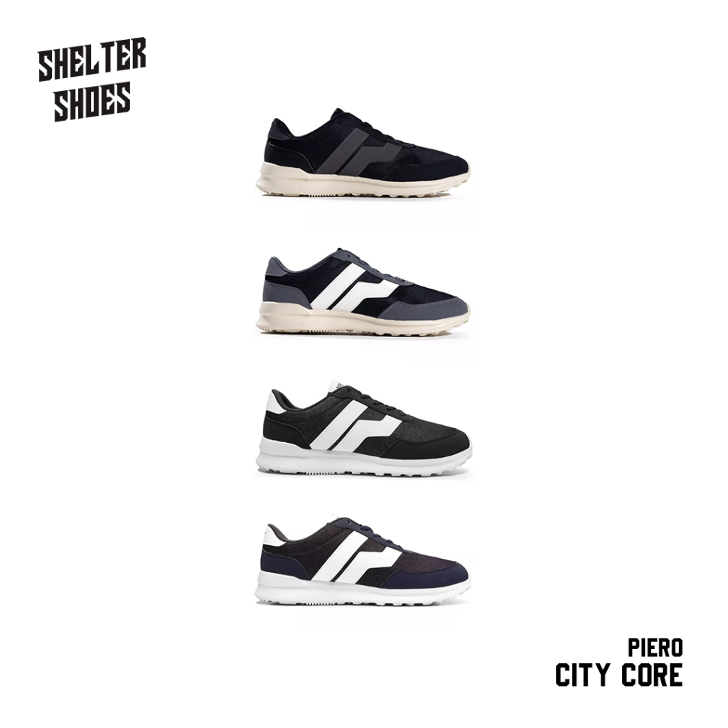 SEPATU PIERO CITY CORE BIG LOGO 4 WARNA JOGGER BLACK RAVEN ALL BLACK MAJOLICA MAROCON BLUE JOGGER BA