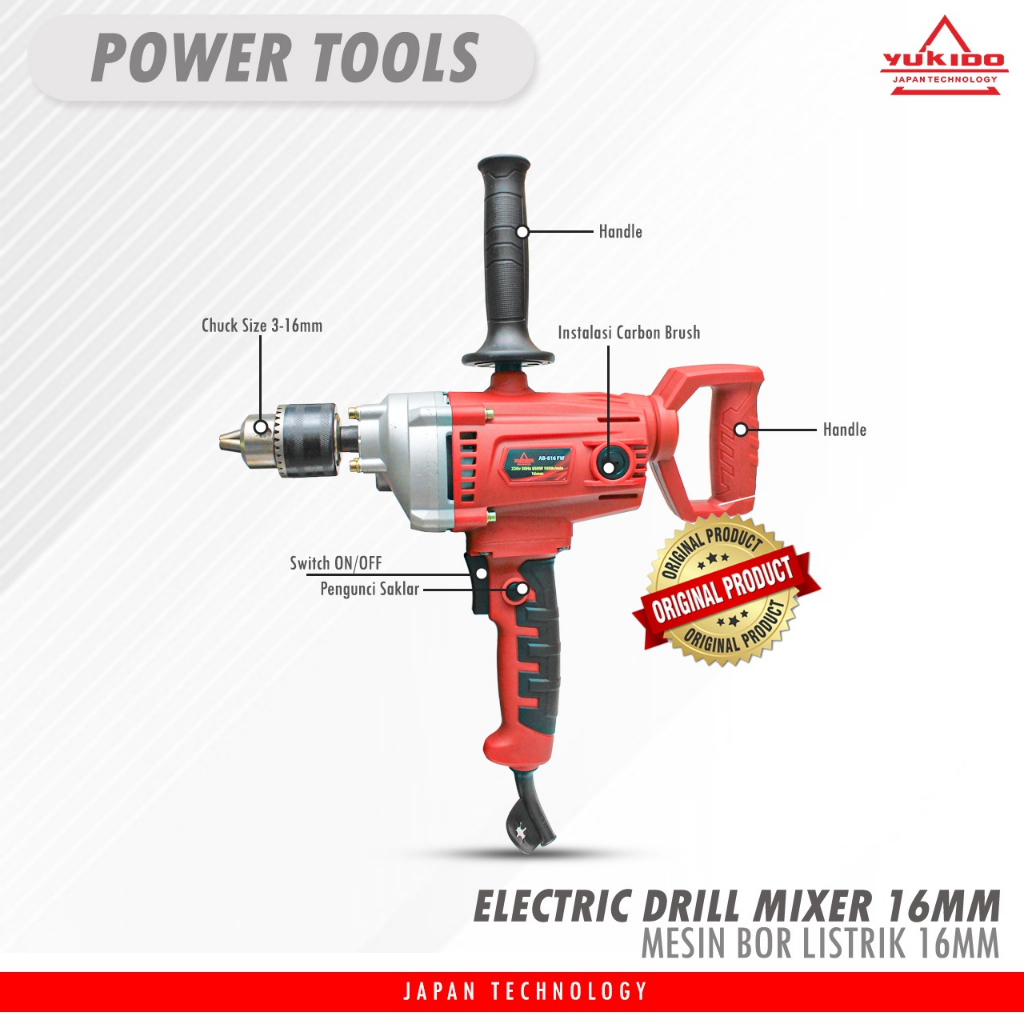 MESIN BOR TANGAN 16MM ELEKTRIK DRILL MIXER/BOR PALANG /BOR BOBOK /BOR 16 MM