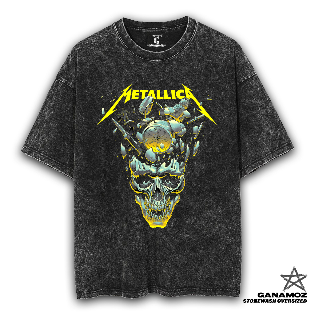 GANAMOZ Kaos Band Metallica MIND BLOWING Stone Wash Oversize T-shirt | Kaos Metal | Kaos Oversize Wa