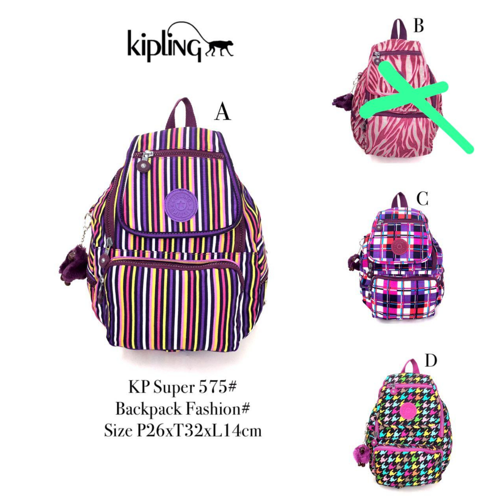 Ransel Kipling Kecil Sedang KP 575 Backpack Fashion Anak Cewek Remaja Jalan Kerja Sekolah TK