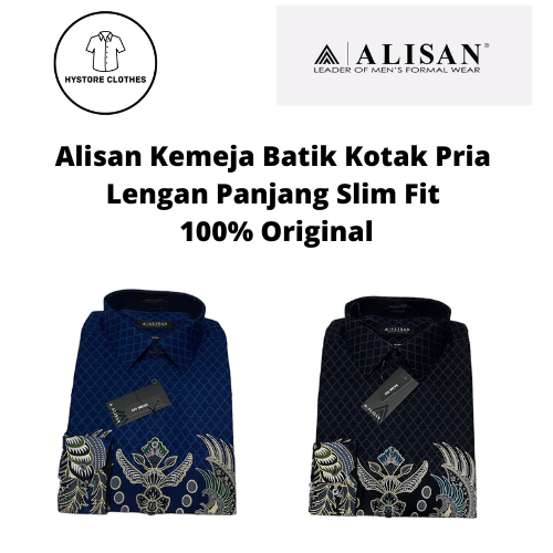 Alisan Kemeja Batik Pria Lengan Panjang Slim Fit 100% Original