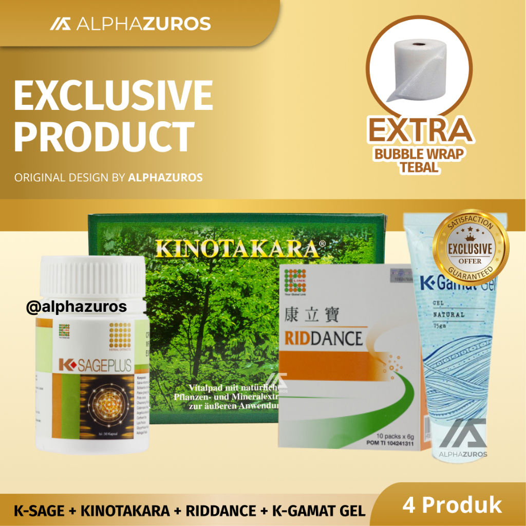 BUNDLING K LINK KINO Kinotakara Gamat Gel Vitagel K-Sage 30 & 60 Kapsul Riddance K Link Exclusive Al