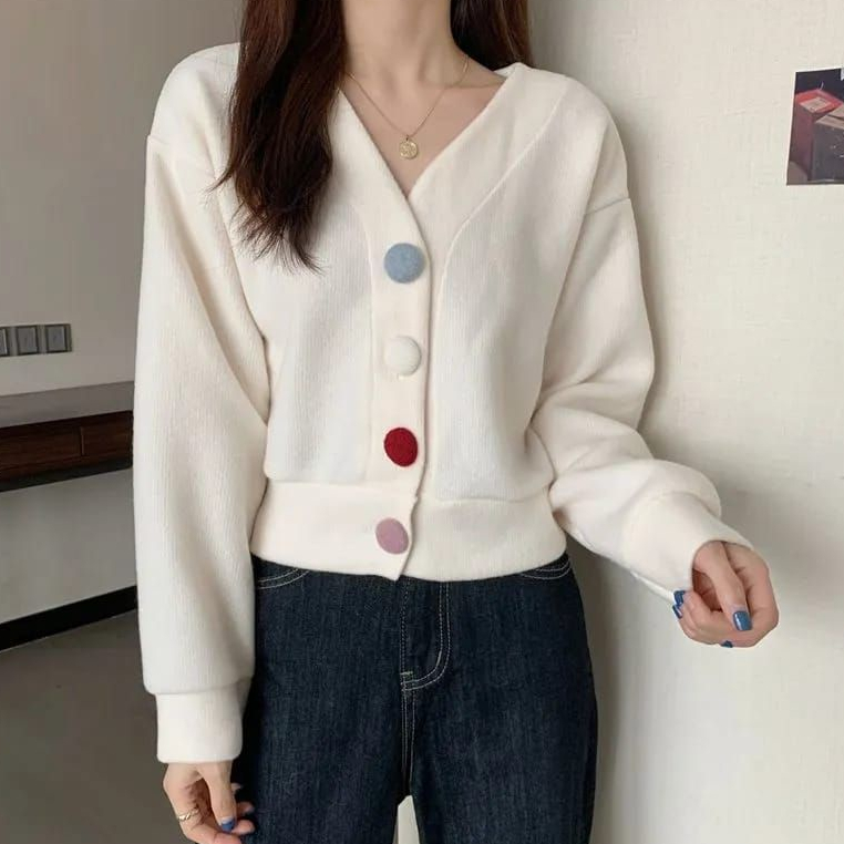 SWEATER OVERSIZE PHARSA BUTTON - SWEATER CROOPE SWEATER WANITA KOREAN STYLE