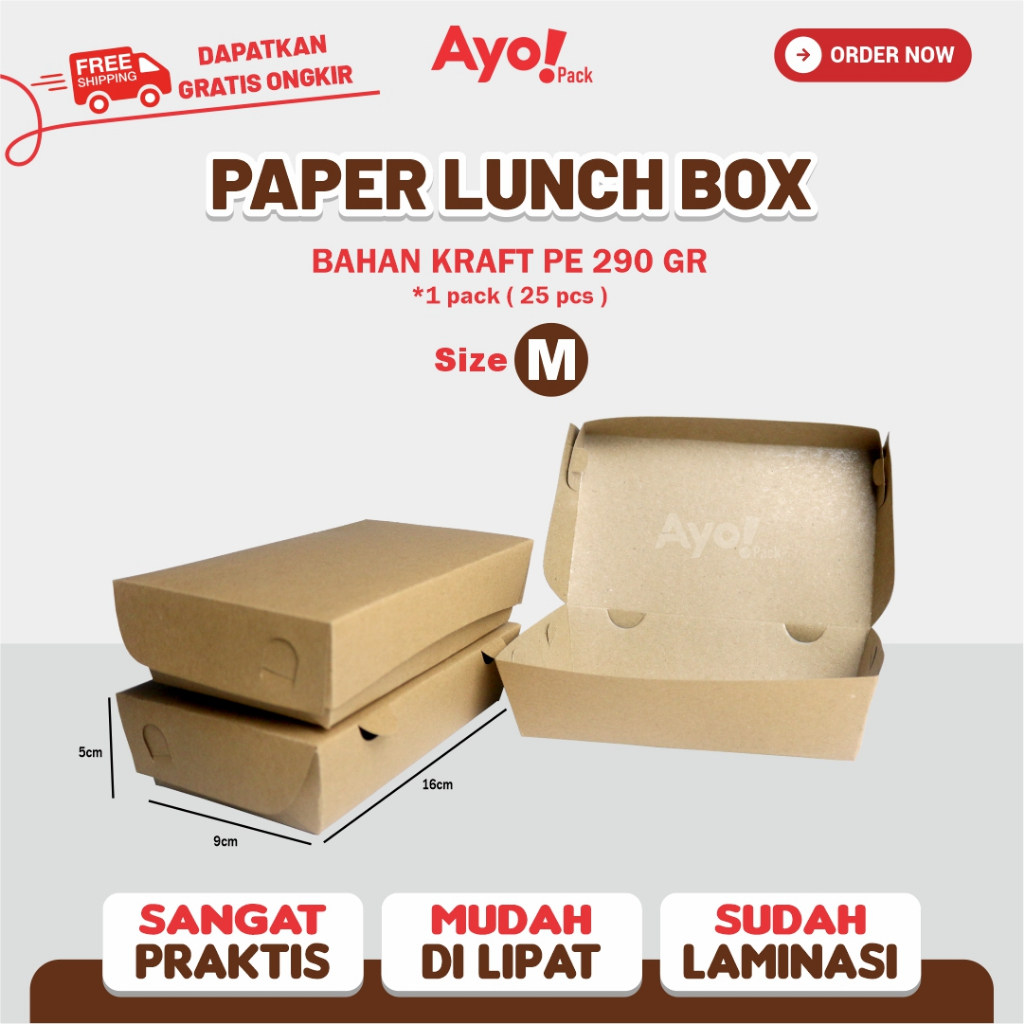Anti Bocor Harga Murah Grosir Lunch Box Kotak Nasi Coklat Tebal Laminasi Ukuran M