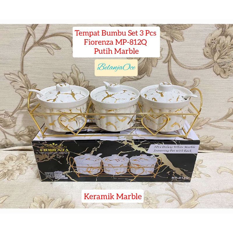 Tempat Bumbu Keramik Marble Fiorenza Set 3 Pcs (ORIGINAL)