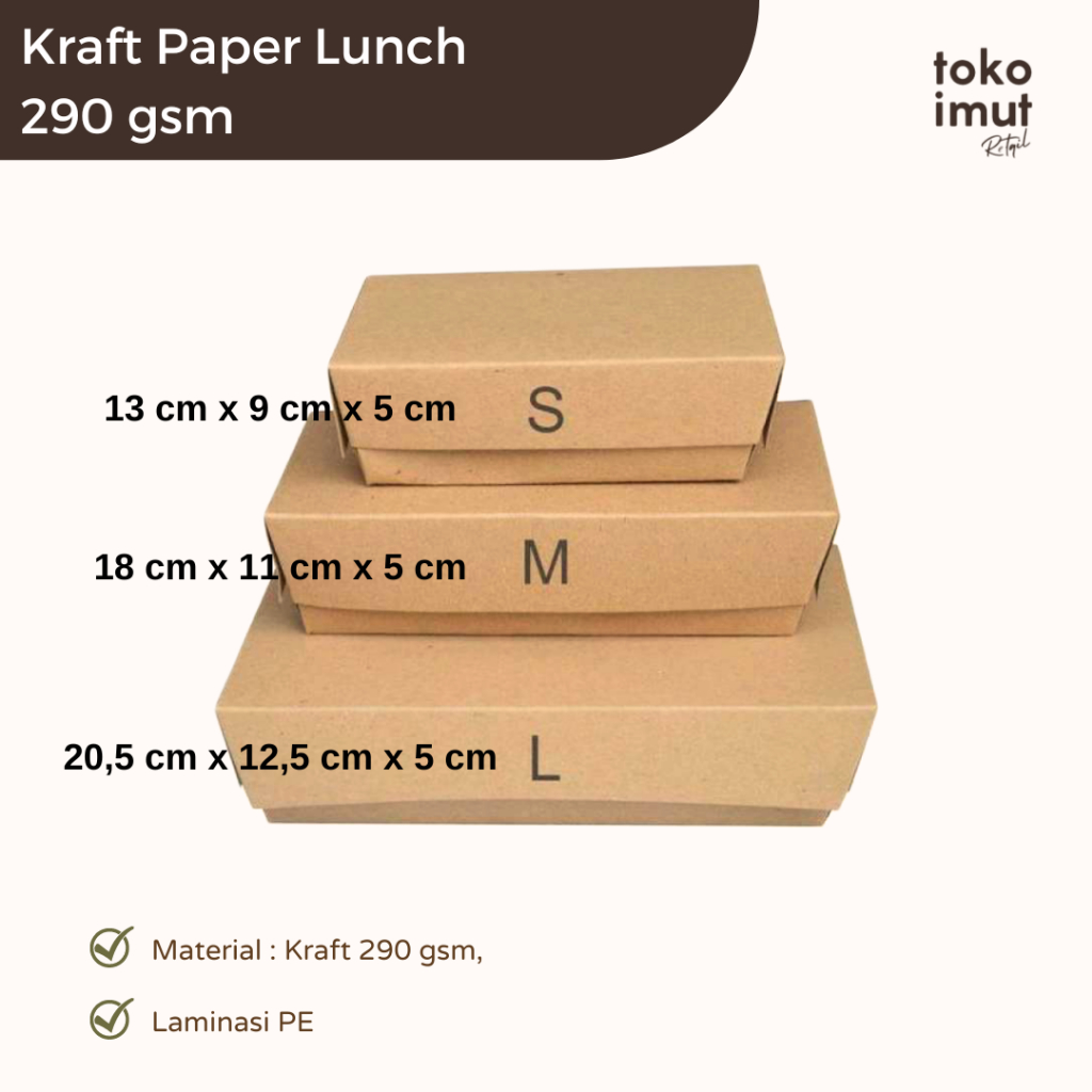 

LUNCH BOX KRAFT 290 GSM LAMINASI PE / KARDUS KOTAK MAKANAN / KARDUS MAKANAN PERSEGI PANJANG / KARDUS MAKANAN LAMINASI
