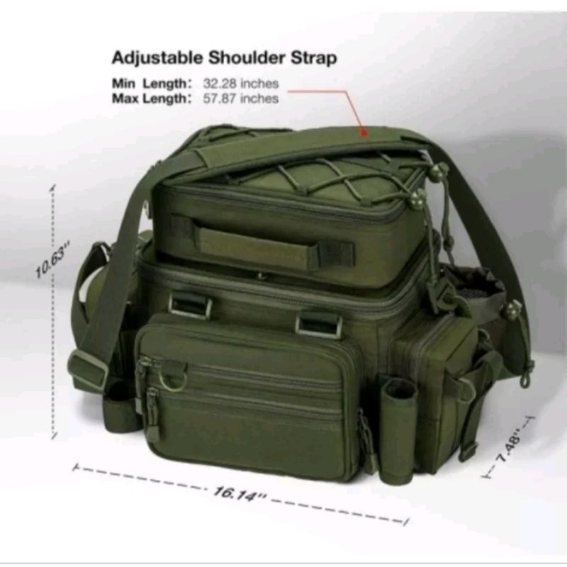 Tas pancing Tas alat pancing model selempang terbaru dengan double kantong biasa