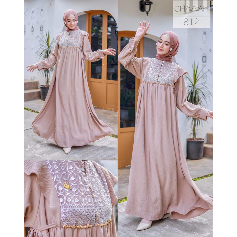 Naura Dress Pesta Brukat Polos