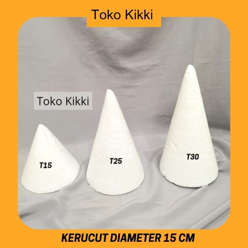 ( Banyak Uk ) T15 - 30cm D15 Dummy Cake Model Kerucut Tumpeng  - Styrofoam / Stereofoam Kue Tart Ula