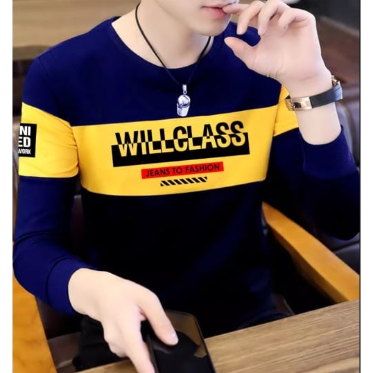 KH Promo Sweater Keren Kaos Pria Distro Willclass Sweatshirt Cowok Trendy Crewneck Sweter Remaja