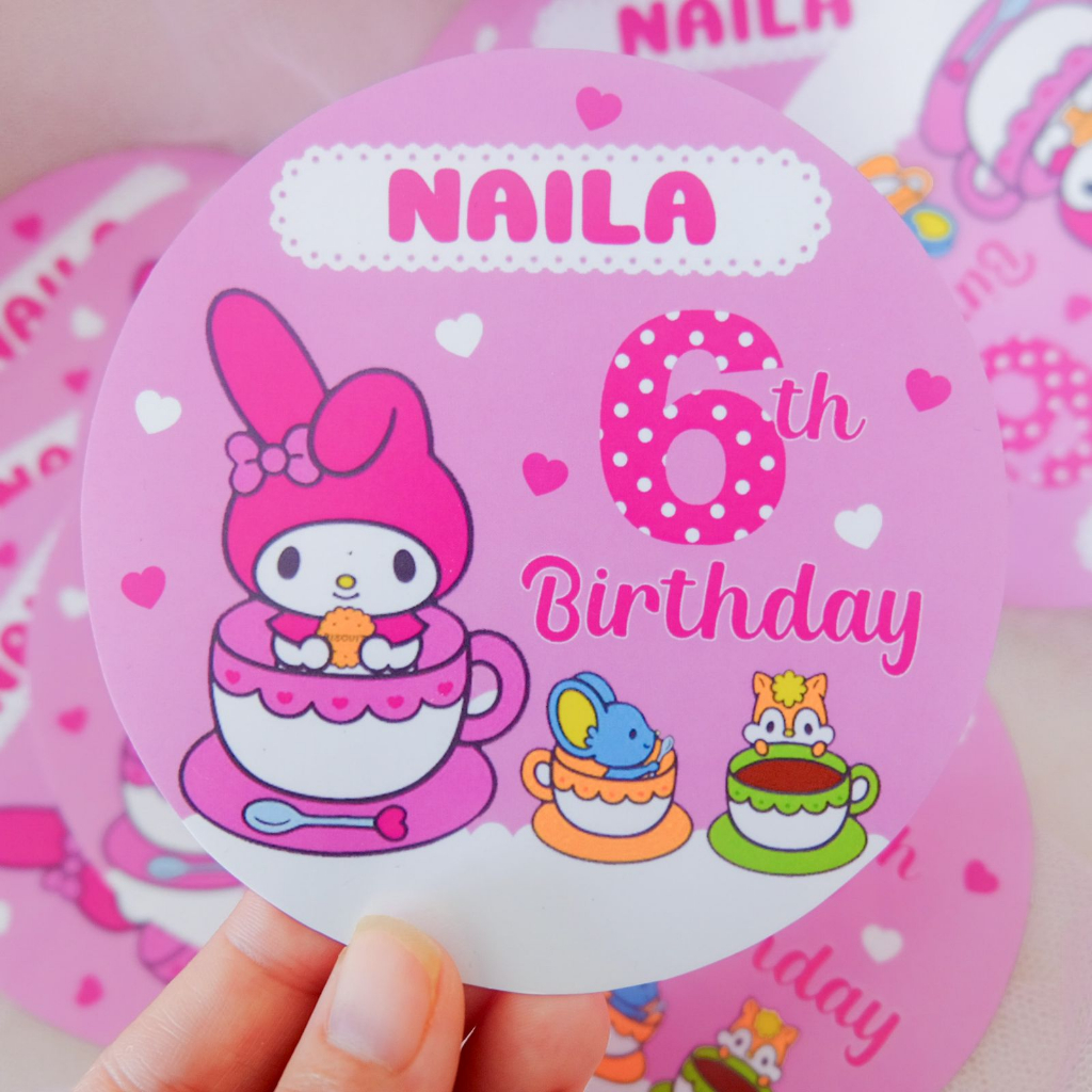 

My Melody Sticker Birthday Souvenir Tempelan Ulang Tahun Hampers Pudding Tumpeng