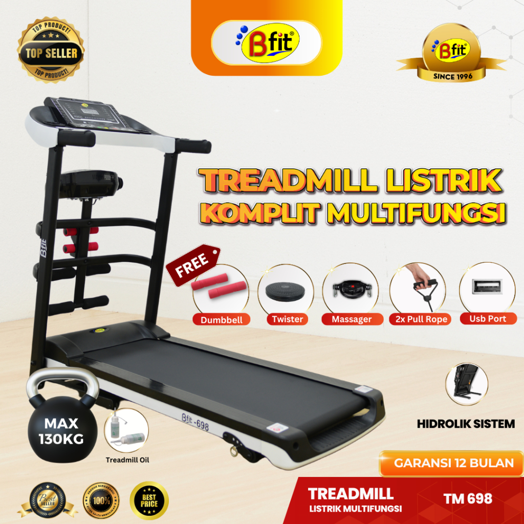 (MAKASSAR) BFIT 698 Motorized Treadmill Listrik Multifungsi