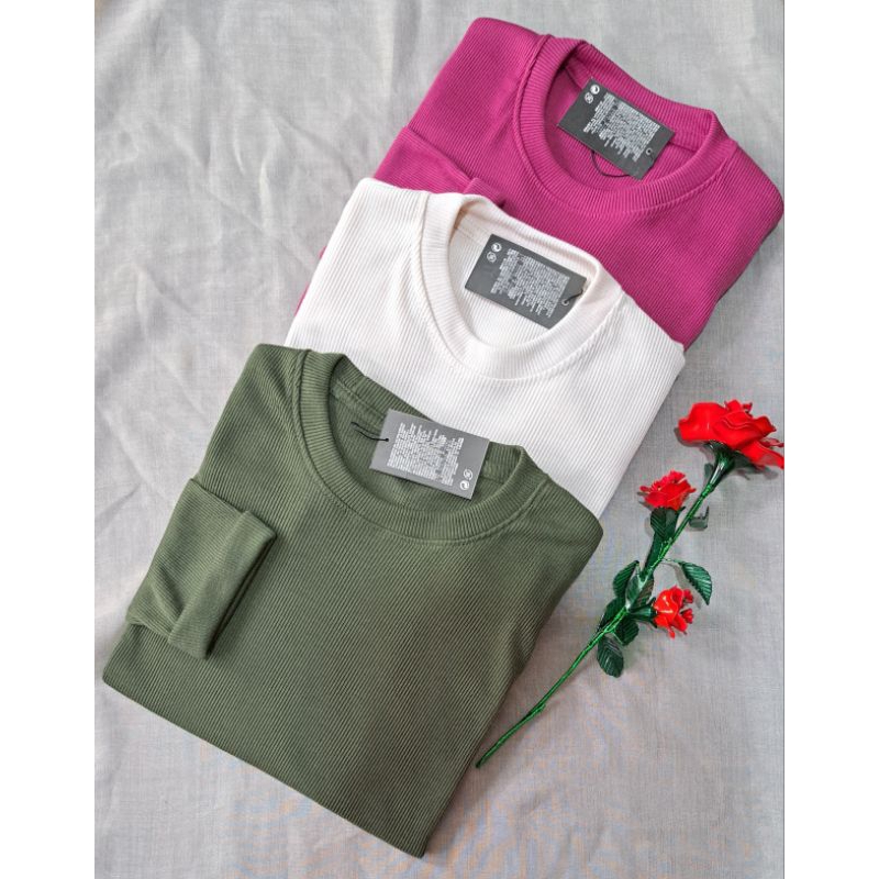 Atasan Kaos Rib Wanita Lengan Panjang / Kaos Rib Wanita Dewasa Lengan Panjang / Kaos Polos Rib Wanit