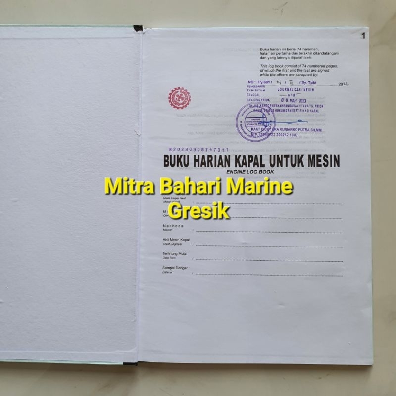 Buku Jurnal Mesin / Engine Log Book Pengesahan Syahbandar