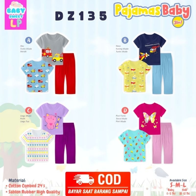 SETELAN 3IN1 ANAK CEWEK COWOK COUPLE BABY DAN ANAK USIA 1-12 TAHUN BY BABYSWEET LP BAJU HARIAN MURAH