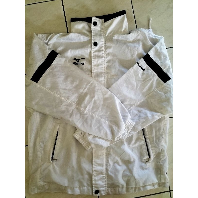 Mizuno Jaket Parasut Pria Jaket Olah Raga Putih