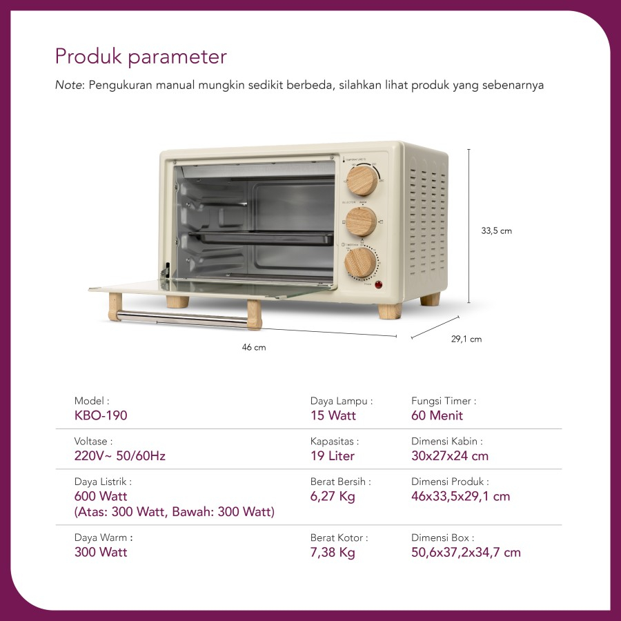 PROMO KIRIN OVEN KBO 190LW OVEN TOASTER 19LITER KBO-190LW OMNI OVEN KBO 190 KBO190 KBO 190LW
