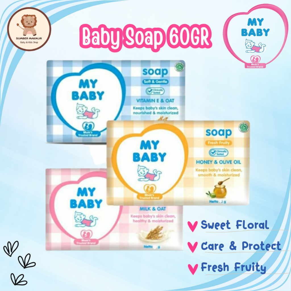 MY BABY Bar Soap 60GR Sabun Mandi Bayi Fresh Fruity - Sweet Floral - Care & Protect