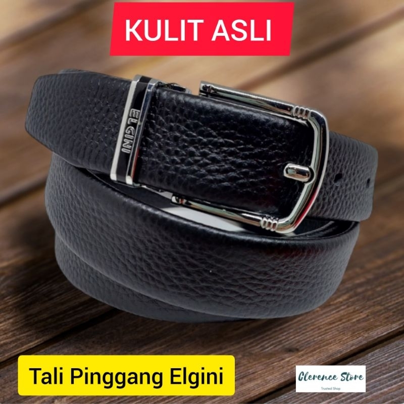 PROMO Tali Pinggang Ikat Pinggang Gesper Sabuk Belt Pria Kulit Asli Elgini Original 30830