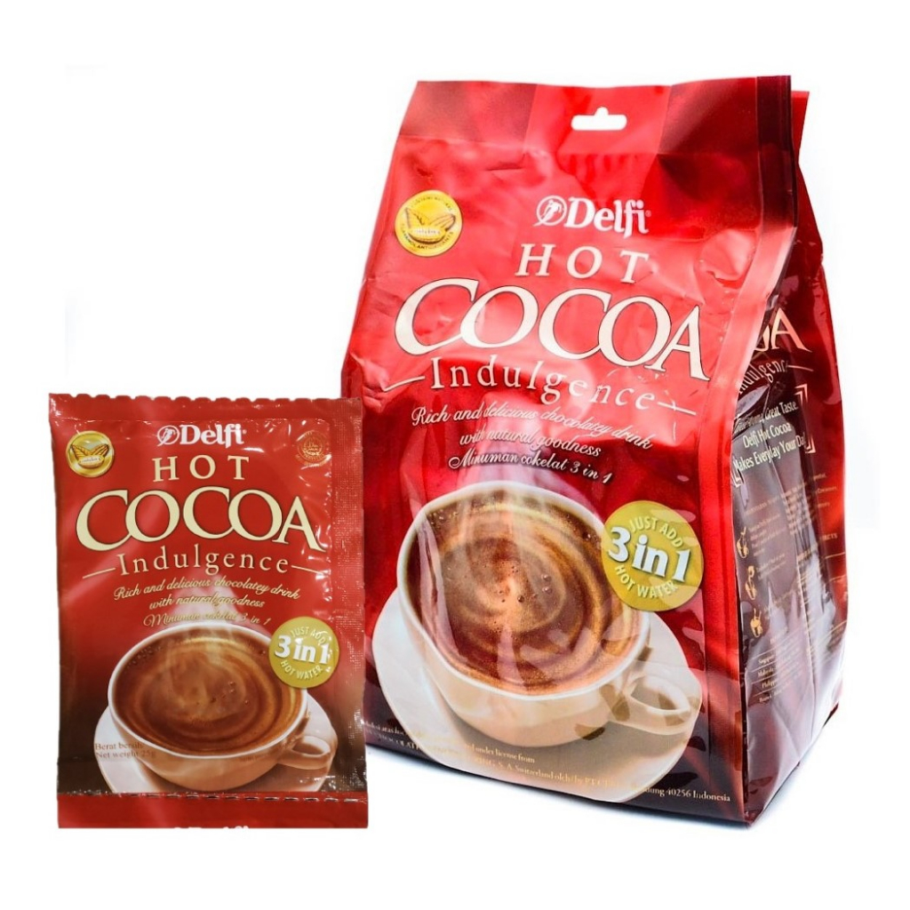 

Delfi HOT COCOA Indulgence 500gr (20 Sachet) Hot Chocolate Drink 3in1 – Minuman Coklat