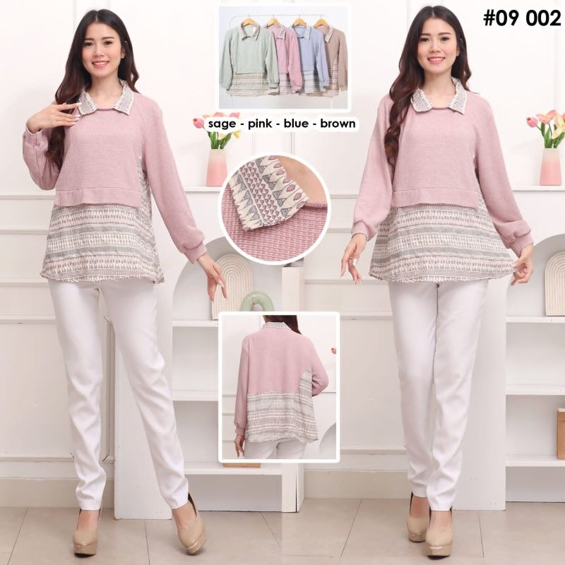 BLOUSE ATASAN WANITA JUMBO ASTER COMBI CRINGKEL ETNIK