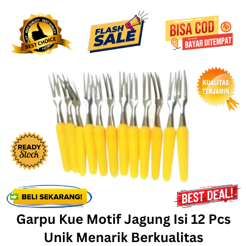 [BISA COD] DISKON Garpu Kue Motif Jagung Isi 12 pcs Unik Menarik Berkualitas Garpu Dessert Garpu Mod