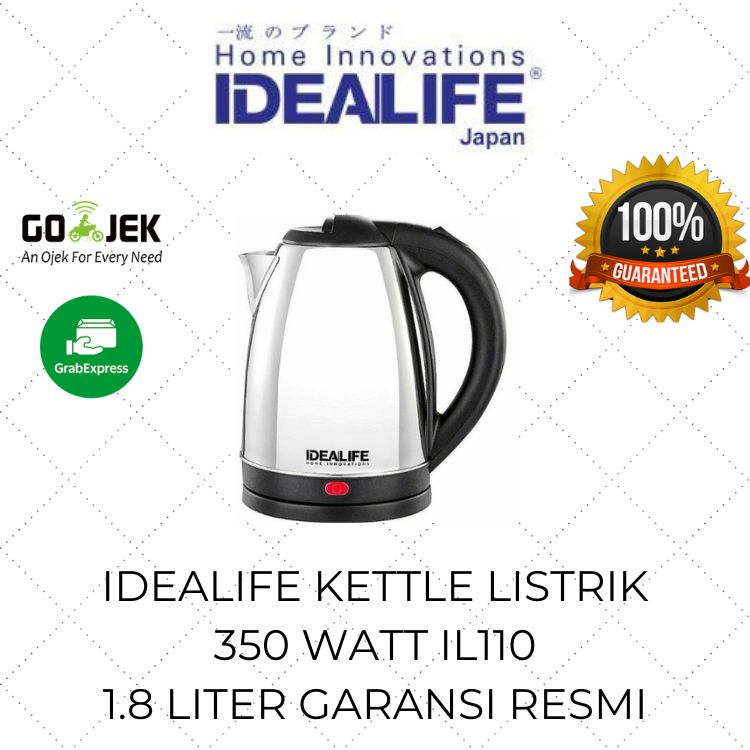 Idealife Kettle Listrik Low Watt 1.8 Liter IL 110 / Teko Elektrik Ceret Stainless Steel Pemanas Air 