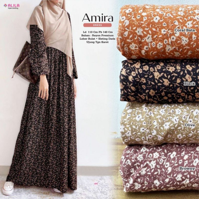 ORIGINAL ALILA MAXY DRESS/GAMIS RAYON MOTIF BESTSELLER ANESSA BUNGA KECIL LD 110