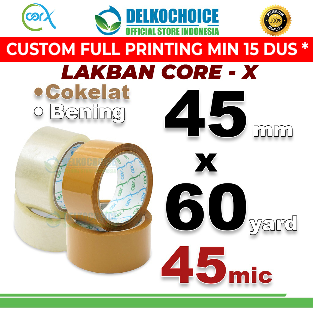 

Lakban 45mm x 60Y CorX Plakban Isolasi TAPE PREMIUM TERMURAH / SATUAN