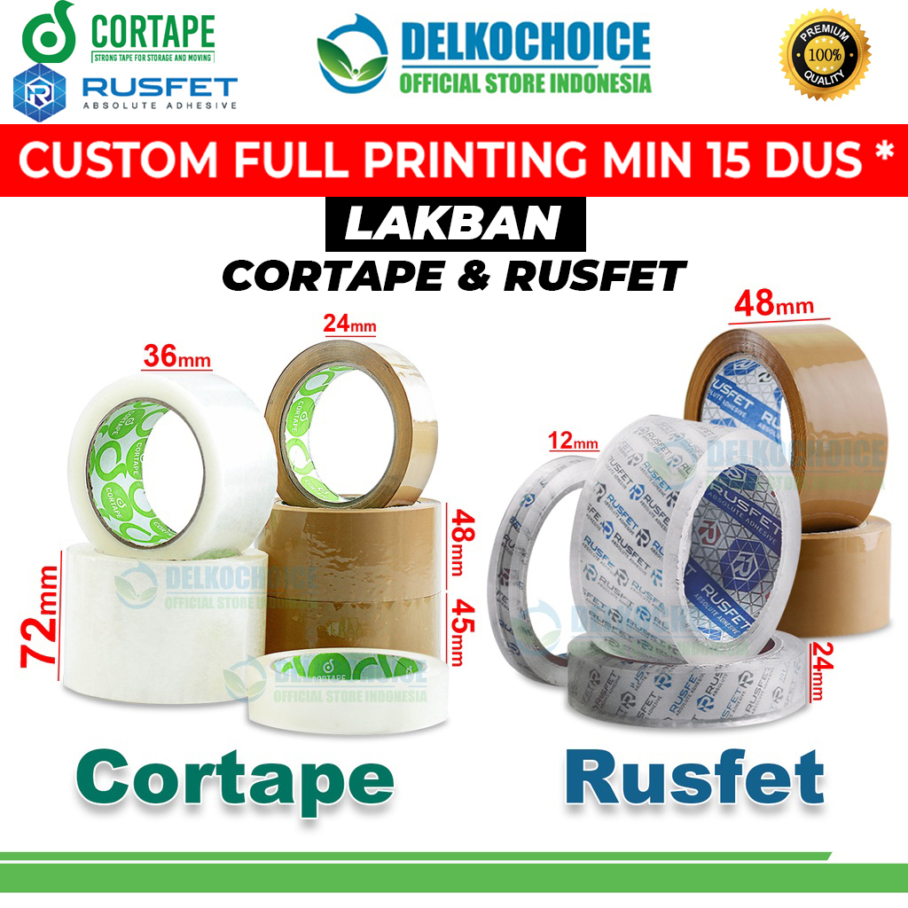 

Lakban Isolasi CORTAPE RUSFET Solatip OPP Tape VARIAN PREMIUM TERMURAH SATUAN