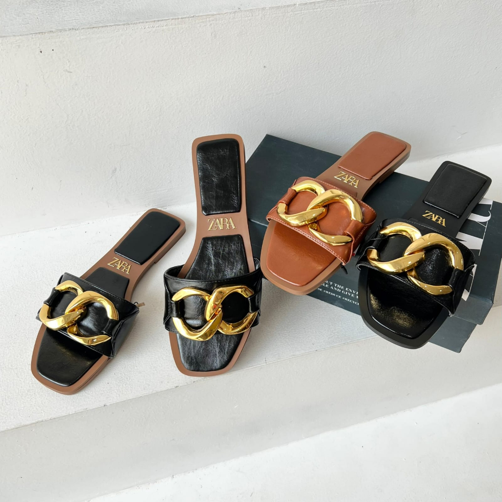 ZR Gold Buckle Flat Sandals (ZS934)