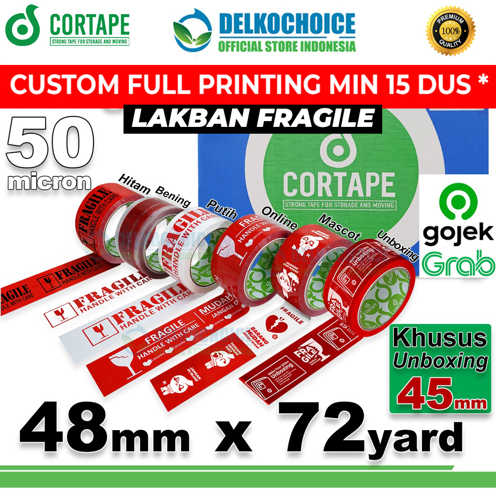 

Lakban FRAGILE 48mm PREMIUM Plakban Isolasi TAPE TERMURAH GOJEK GRAB /DUS