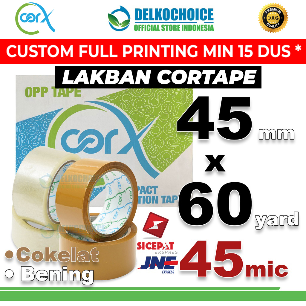 Lakban 45mm x 60yard CorX Plakban Isolasi TAPE TERMURAH / DUS KARGO