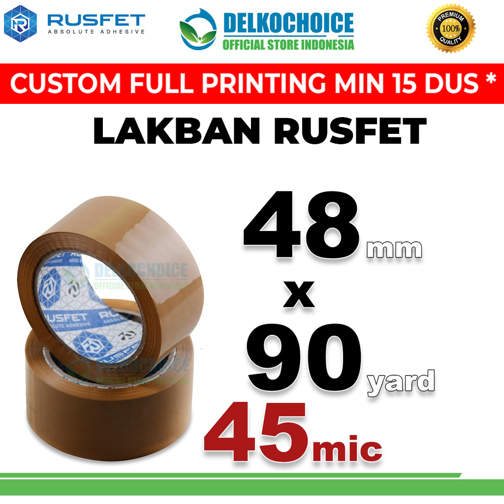 

Lakban 48mm x 90yard Plakban Isolasi RUSFET COKLAT OPP Tape PREMIUM TERMURAH / SATUAN