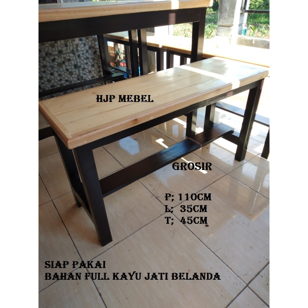 Kursi panjang 110cm lebar 35cm tinggi 45cm siap pakai kokoh dan tahan lama full kayu jati belanda