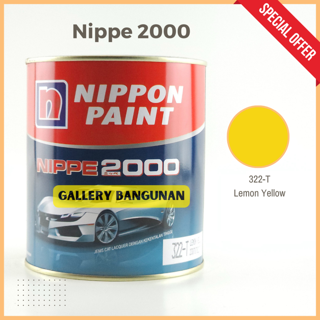 

Nippe 2000 322 T Lemon Yellow Cat Kayu Besi NC Nippon Paint Kemasan 1 Liter Kuning