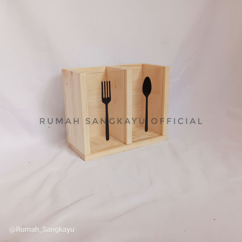 Rak Sendok Garpu Kayu Kombinasi Akrilik Rak Sendok Aesthetic