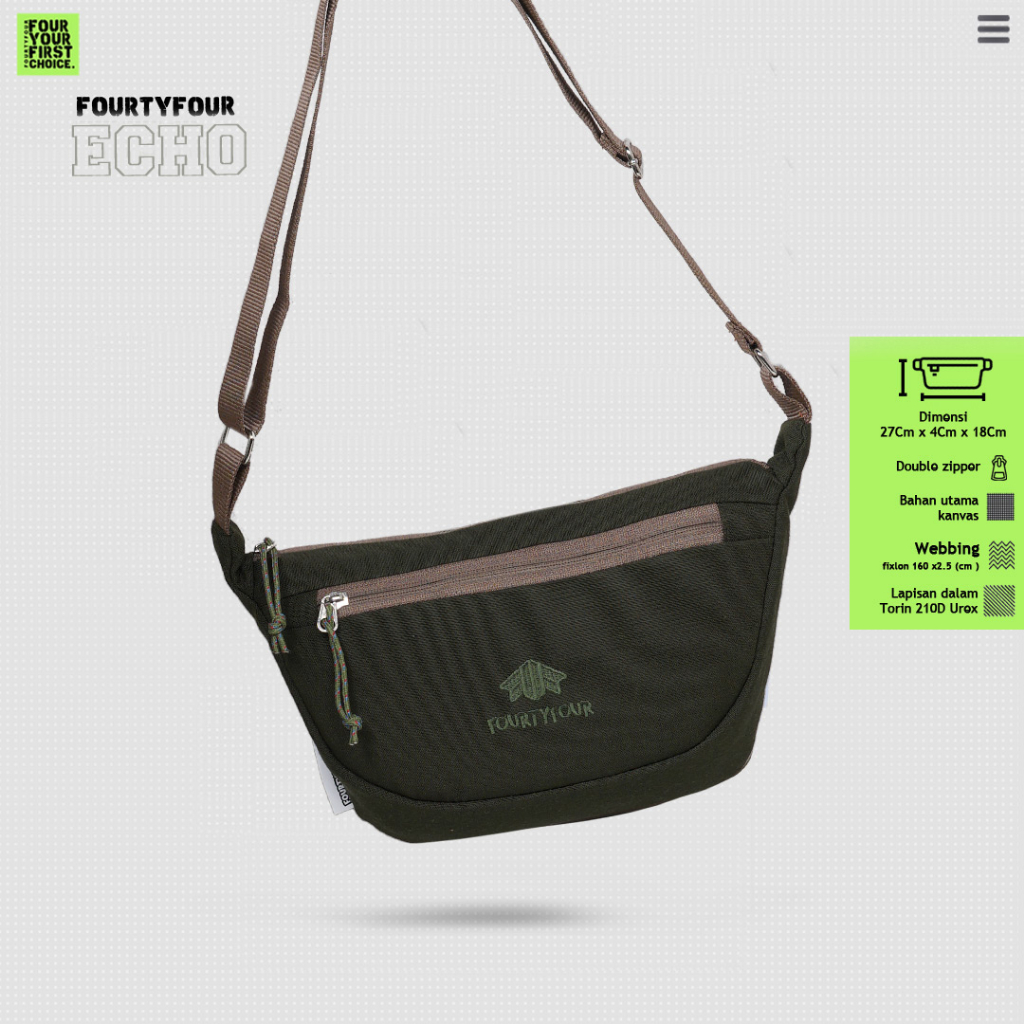 ZIGZAG Echo Green - Sling Bag Pria / Tas Slempang Kanvas Premium
