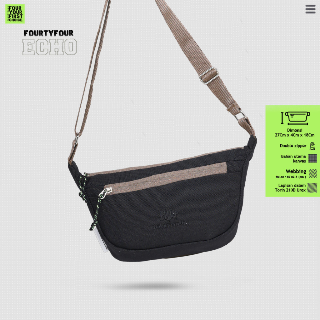 ZIGZAG Echo Black - Sling Bag Pria - Pria / Tas Slempang Kanvas Premium