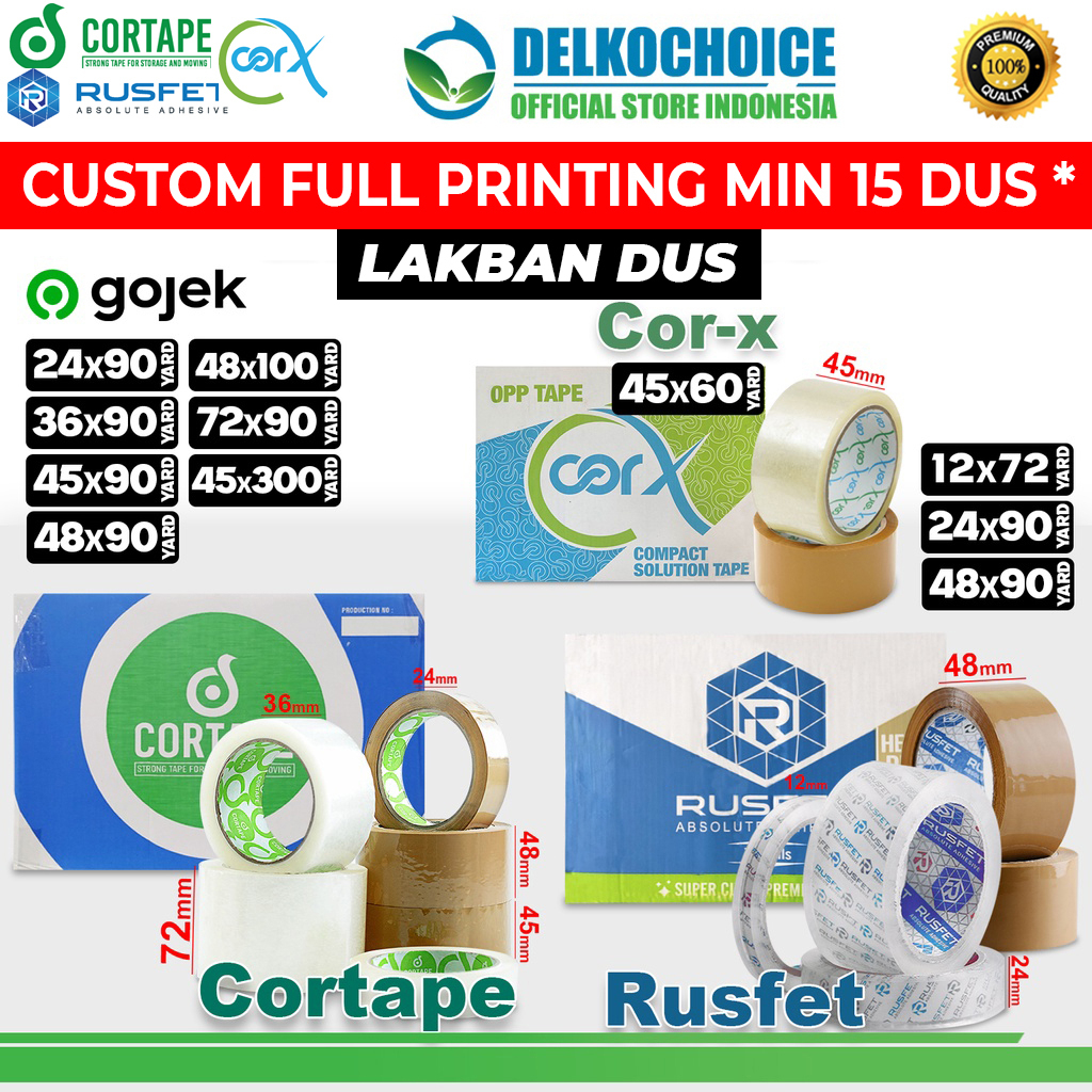 

Lakban Bening Coklat CORTAPE RUSFET Isolasi Solatip OPP Tape Plakban OJOL / DUS