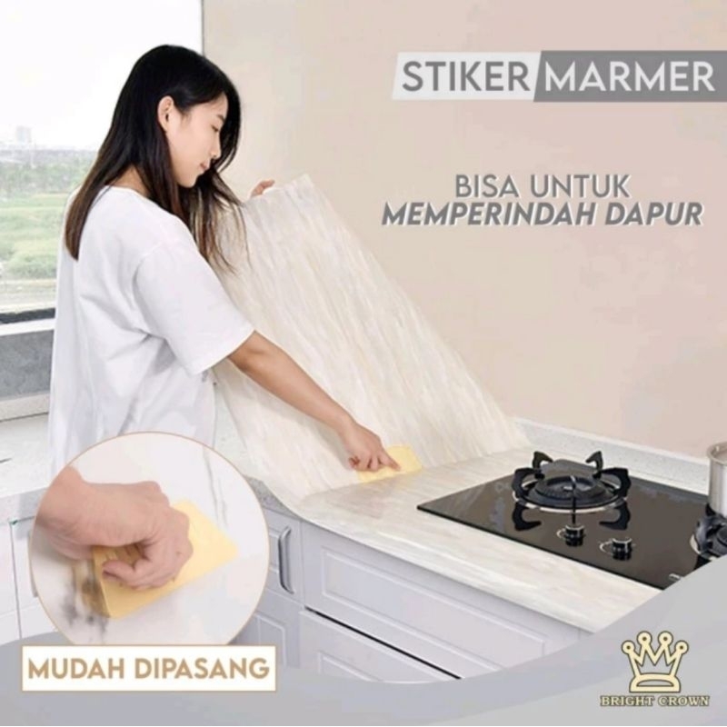 PROMO WALLPAPER WALLSTICKER PVC SHEET MOTIF MARMER GLOSY HIGH QUALITY STICKER DINDING PELAPIS FURNIT