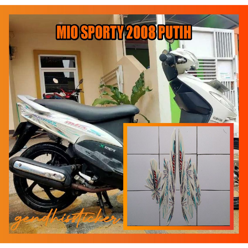striping motor mio sporty 2008 putih