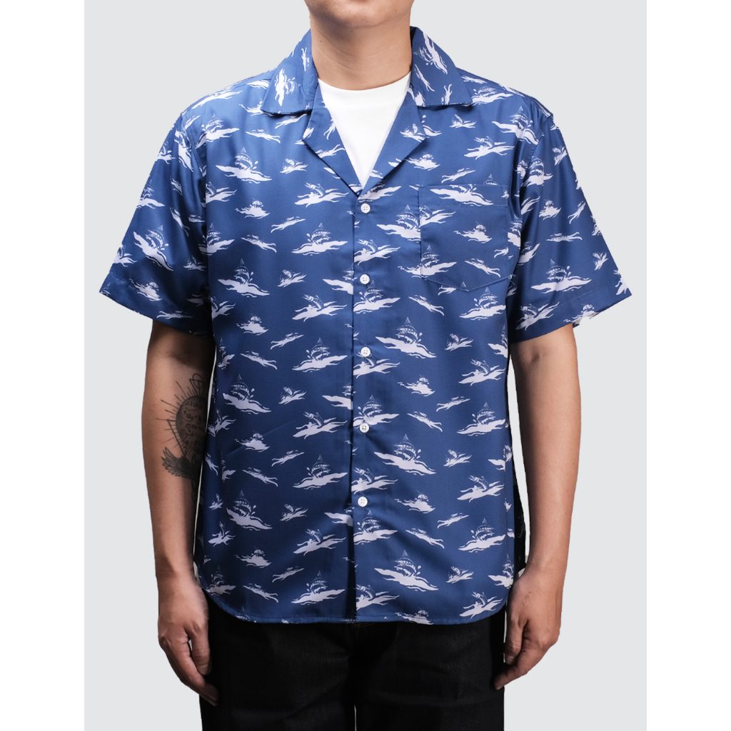 Mischief Denim - Ocean Open Collar Shirt Blue