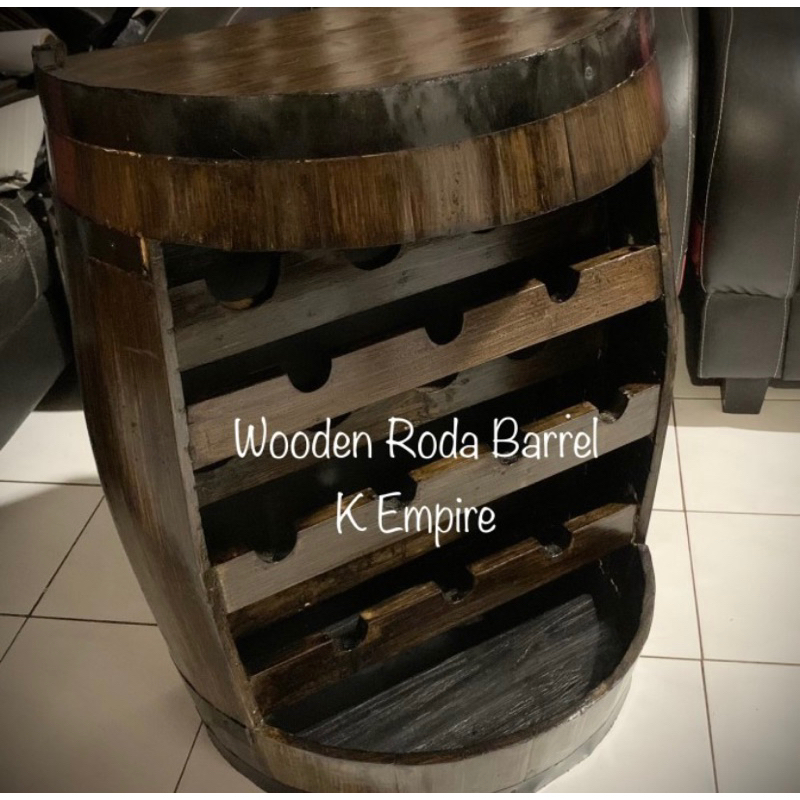Lemari Botol Barrel Gentong Kayu