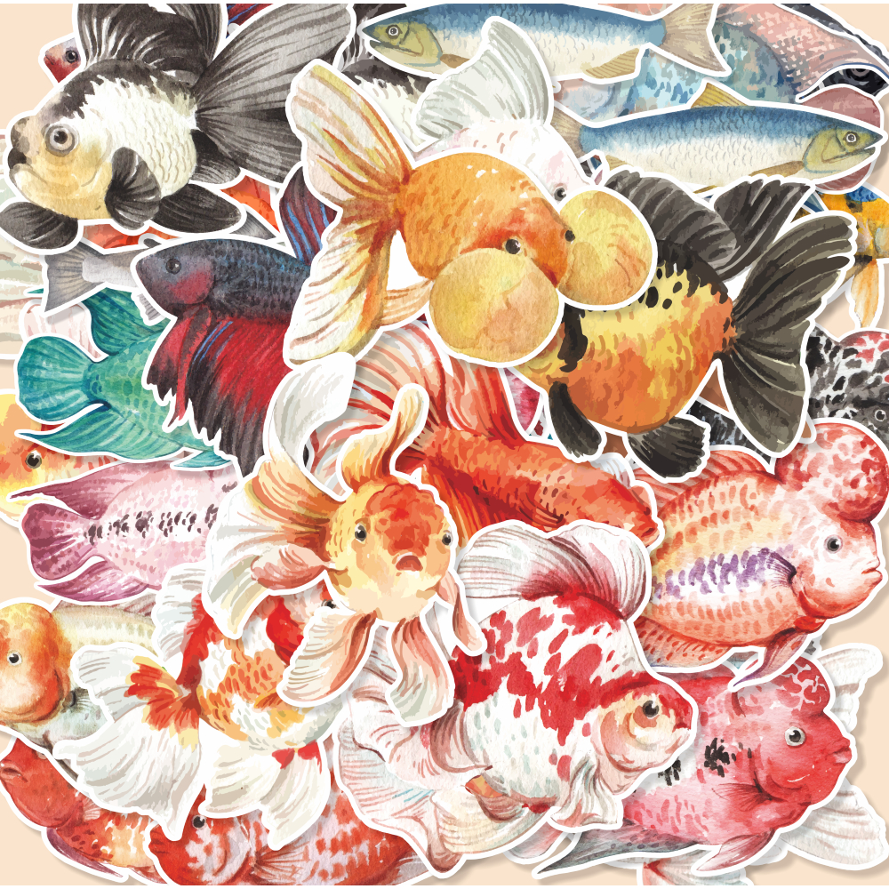 

(20 pcs) murah Label stiker random/ stiker FISH-watercolor/stiker kartun lucu/random/murah/stiker satuan/murah/random