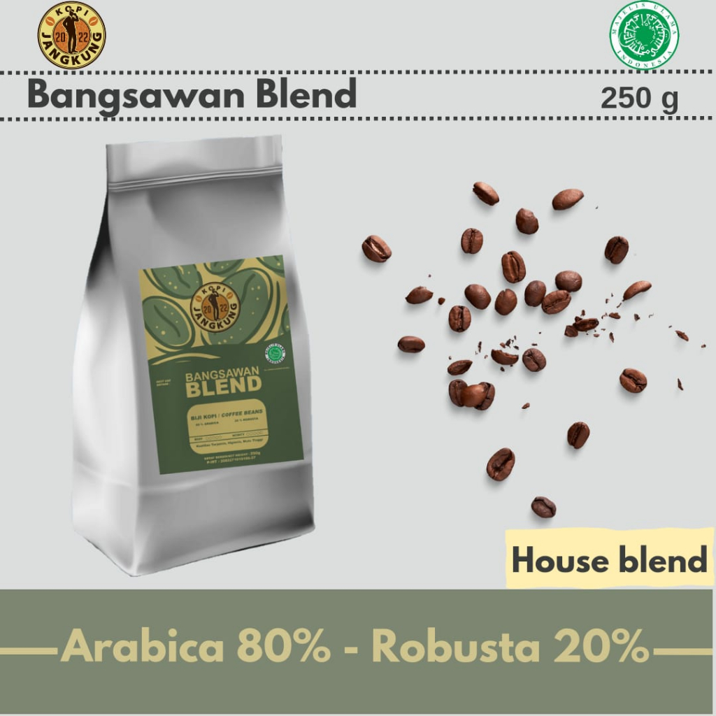

Kopi House Blend 80% Arabica - 20% Robusta "Bangsawan Blend" By Kopi Jangkung Roastery netto 250 gram